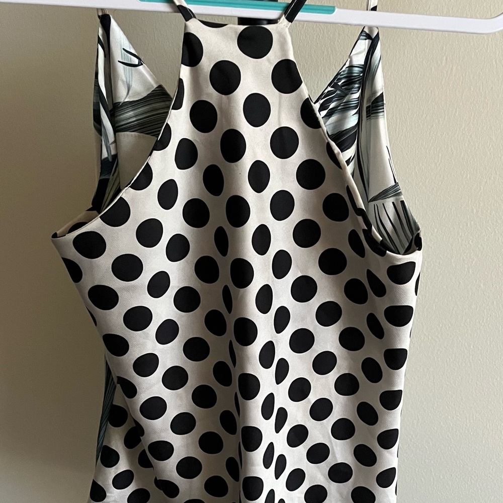 New Collection Italy. Reversible Leaf/Polka Dot Strappy Top - Picture 2 of 4